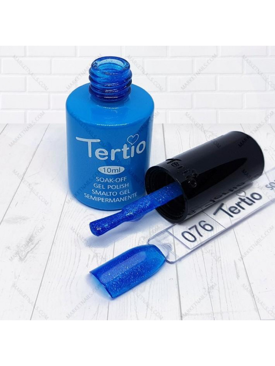 Гель лак Tertio № 076 Голубой с блестками 10 мл
