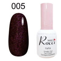 Tertio, Гель лак Rocci Nails №005 Черный с блестками 10 мл 