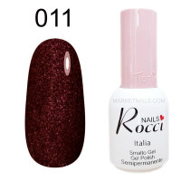 Tertio, Гель лак Rocci Nails №011 черный с красными блестками 10 мл 