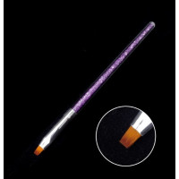 Кисть для геля, полигеля, дизайна фиолетовая плоская