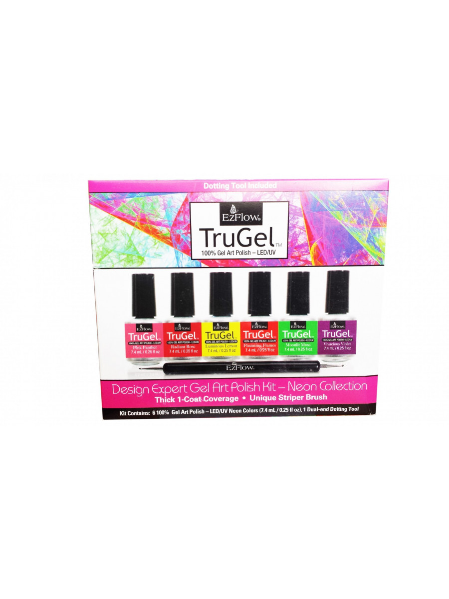 Набор гель лаков для дизайна EzFlow True Gel 6 цв по 7,4 мл