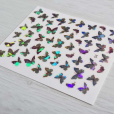 Наклейки на ногти JN Бабочки голографические лист 7,5 x 10 см 