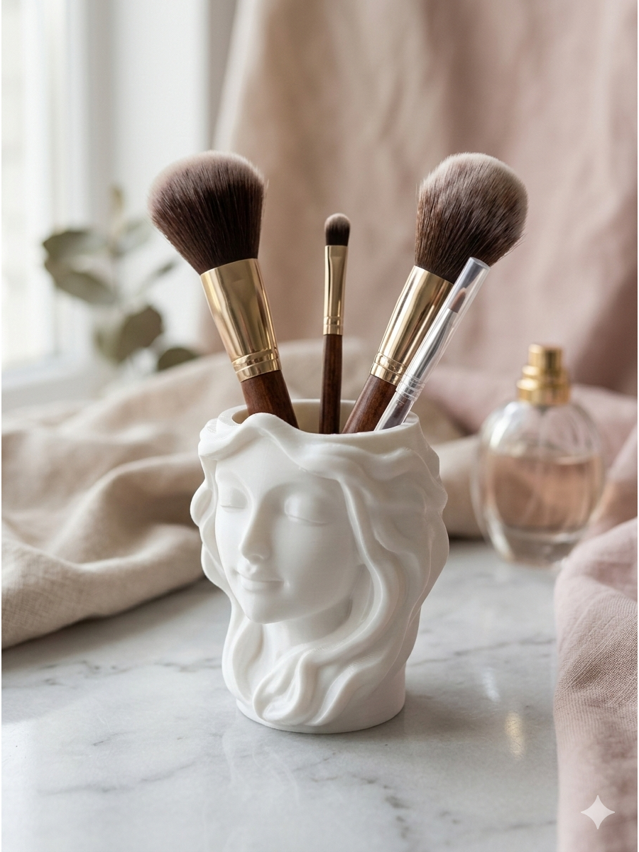 Кашпо декоративное Богиня «Лицо девушки» для сухоцветов и кистей