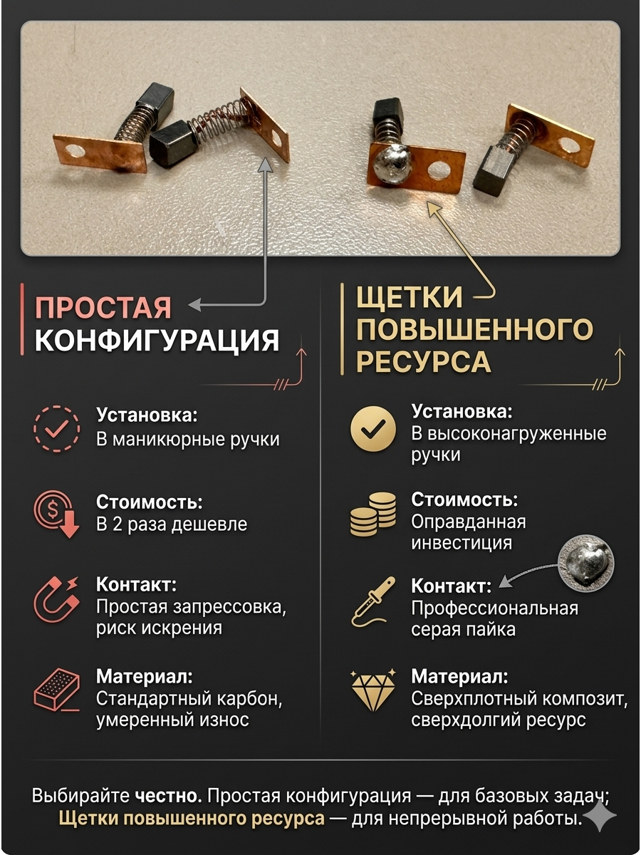 Щетки угольные для маникюрного аппарата Strong, Escort 2 шт (Простая конфигурация)